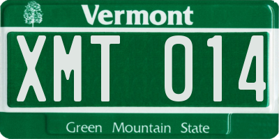 VT license plate XMT014
