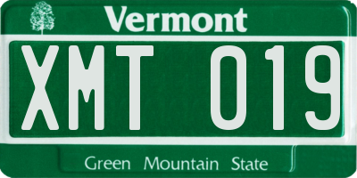 VT license plate XMT019