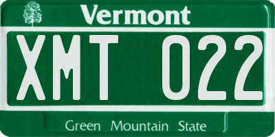 VT license plate XMT022