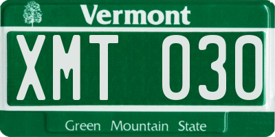 VT license plate XMT030