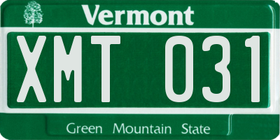 VT license plate XMT031