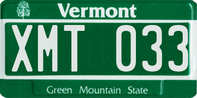 VT license plate XMT033