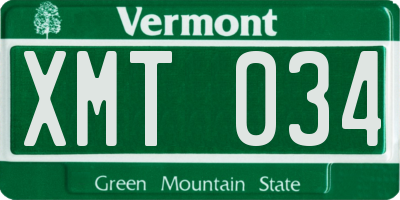 VT license plate XMT034