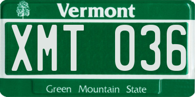 VT license plate XMT036