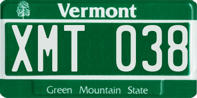 VT license plate XMT038