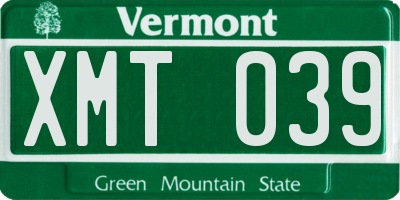 VT license plate XMT039