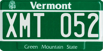 VT license plate XMT052