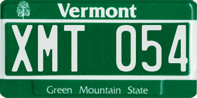 VT license plate XMT054