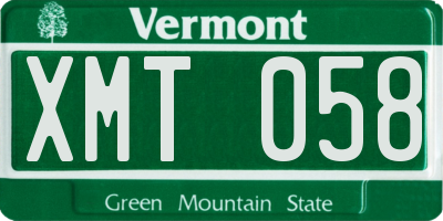 VT license plate XMT058