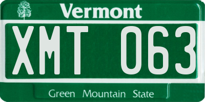 VT license plate XMT063