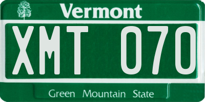 VT license plate XMT070