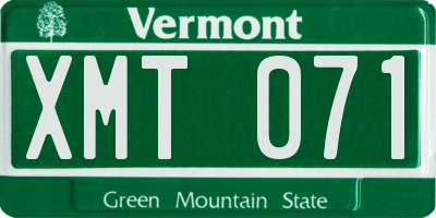 VT license plate XMT071