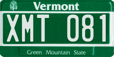 VT license plate XMT081