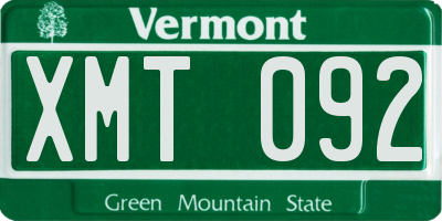 VT license plate XMT092
