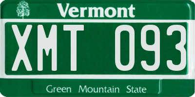 VT license plate XMT093