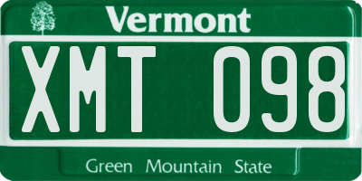 VT license plate XMT098