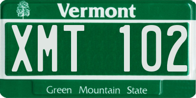 VT license plate XMT102