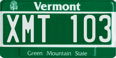 VT license plate XMT103