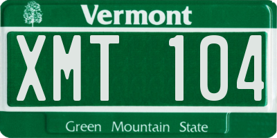 VT license plate XMT104