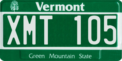 VT license plate XMT105