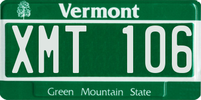 VT license plate XMT106