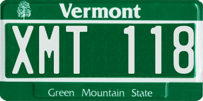VT license plate XMT118