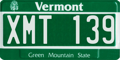 VT license plate XMT139
