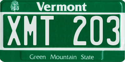 VT license plate XMT203