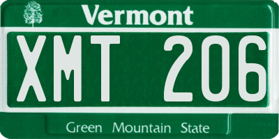VT license plate XMT206