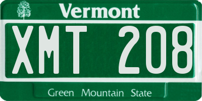 VT license plate XMT208