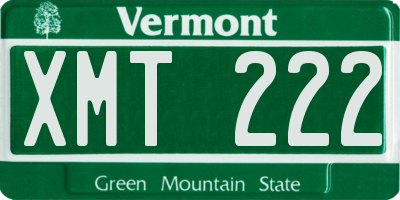 VT license plate XMT222
