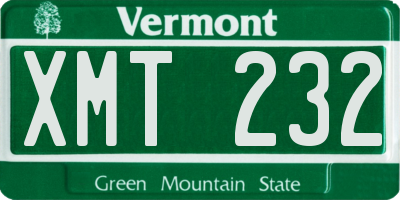 VT license plate XMT232