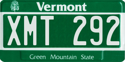 VT license plate XMT292
