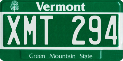 VT license plate XMT294