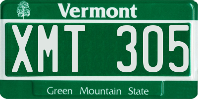 VT license plate XMT305