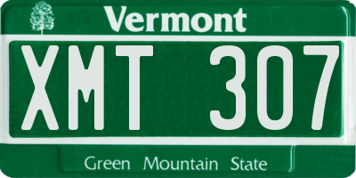 VT license plate XMT307