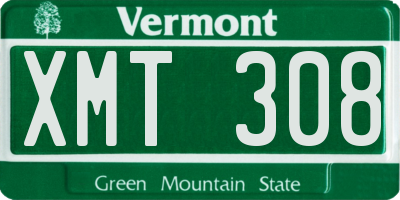 VT license plate XMT308