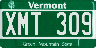 VT license plate XMT309