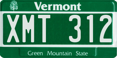 VT license plate XMT312