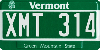 VT license plate XMT314
