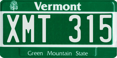 VT license plate XMT315