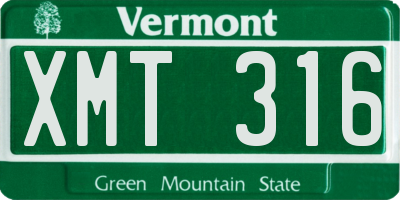 VT license plate XMT316