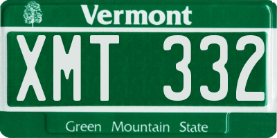 VT license plate XMT332