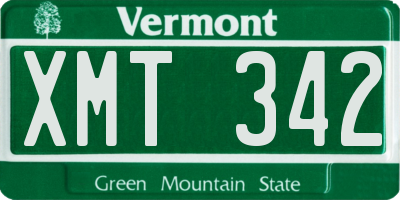 VT license plate XMT342