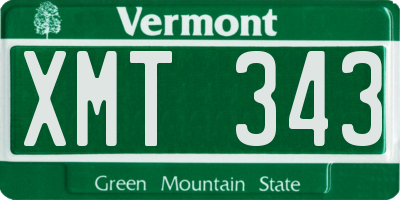 VT license plate XMT343