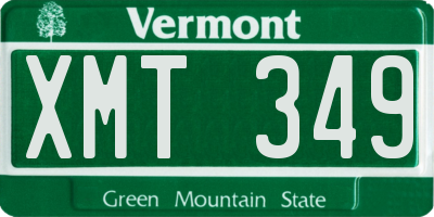 VT license plate XMT349