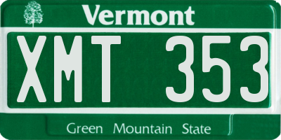 VT license plate XMT353