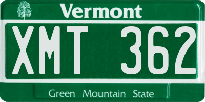 VT license plate XMT362