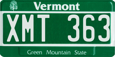 VT license plate XMT363