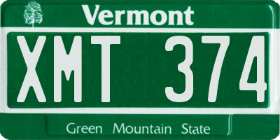 VT license plate XMT374
